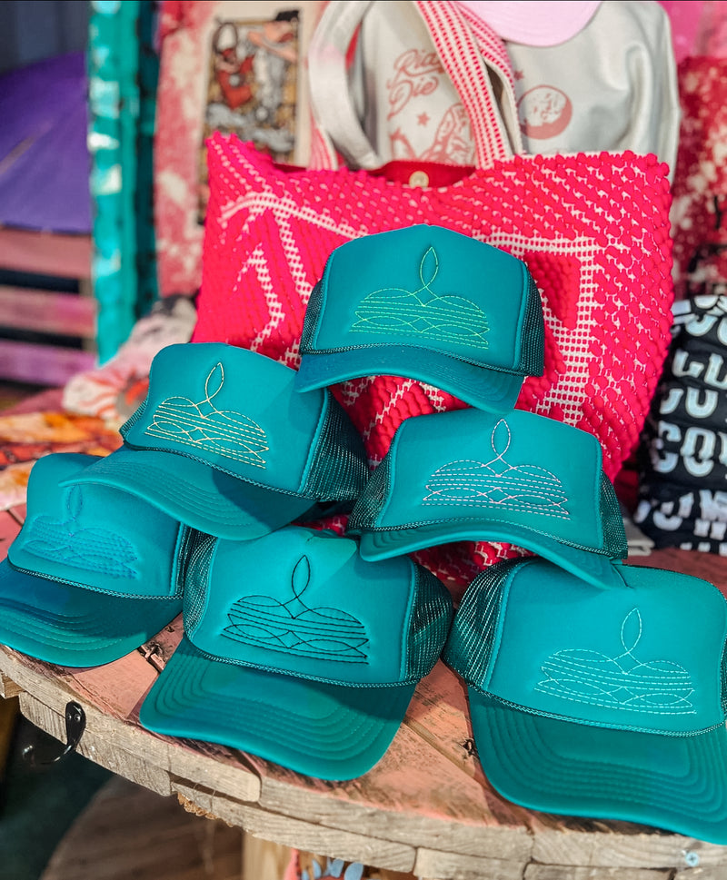 The Turquoise Boot Stitch Trucker