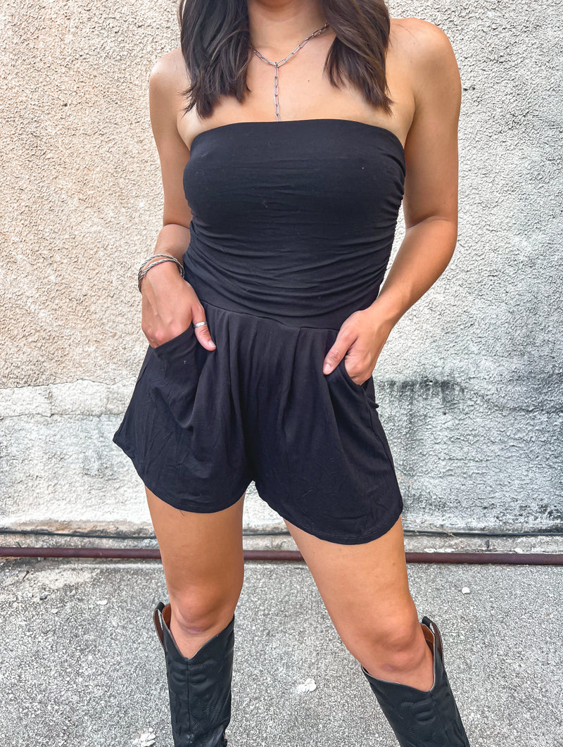 The Hollis Romper in Black