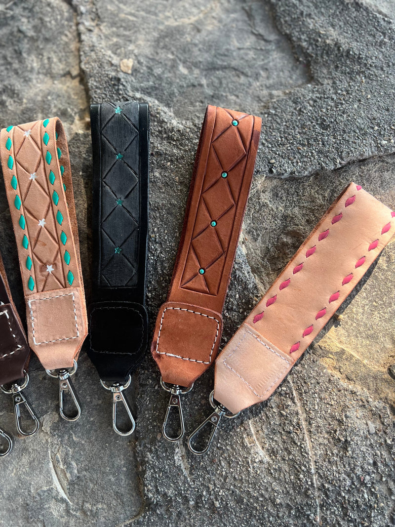 Geo tooled leather keychains